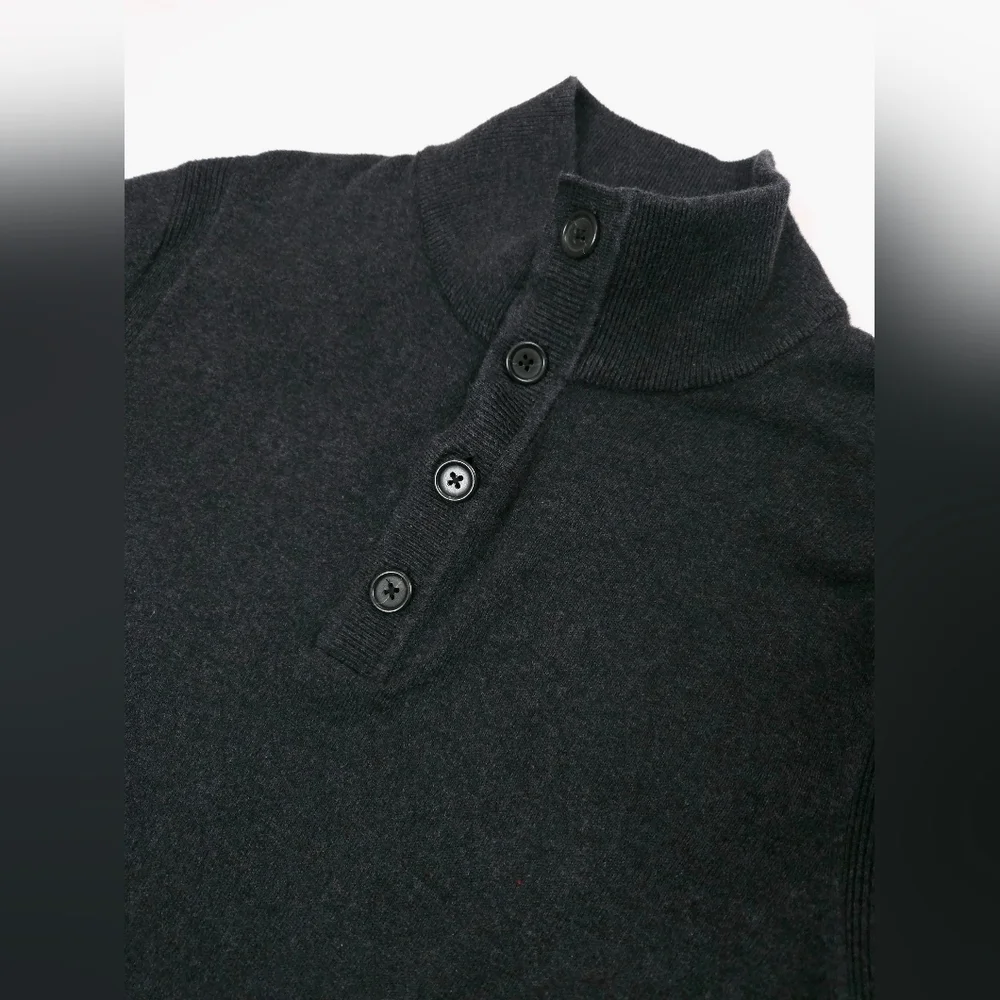 Banana Republic Cotton Cashmere Navy Blue Knit Polo Shirt Mens Medium